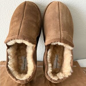 The Vermont Country Store, Men's Sheepskin Double-Gore Slippers,Size8,Chestnut.